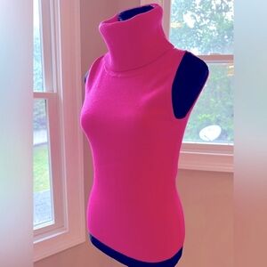 👗Flora Bea NYC sleevless turtleneck knit top magenta bright pink size S